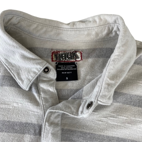 Tony Hawk Men's Light Striped Casual Short Sleeve Polo Shirt Hawk Logo Size S. - Picture 10 of 11